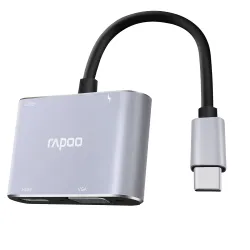 Rapoo XD30 4 Port HUB with Fast Charge Support for Mobile/Tab/PC//Laptop- Sliver