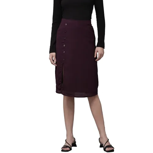 Image of Rare Georgette Western Skirt Maroon