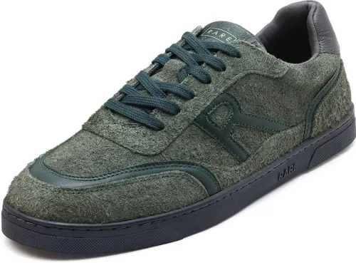 Image of Rare Rabbit Men Orla Olive Lace-Up Closure Suede Sneaker 