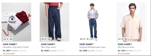 Image of Rare Rabbit Men's Clothing up to 72% Discount