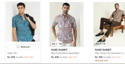  RARE RABBIT Mens Printed Shirt Upto 68% OFF