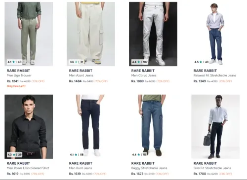 Image of Rare Rabbit Men's Clothing at minimum 73% Discount