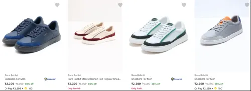 Image of Rare Rabbit Men’s Sneakers at minimum 60% Discount
