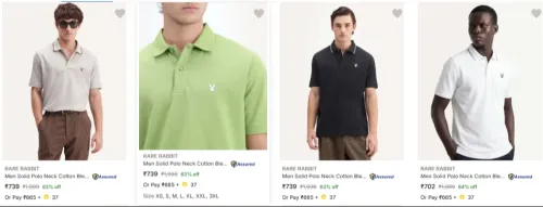 Image of RARE RABBIT Men's Tshirt at minimum 60% Discount