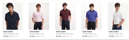 Image of Rare Rabbit T Shirts at minimum 70% Discount
