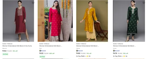 Image of Rare Thread Women's Kurtas upto 80% Discount
