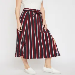 RARE Women Maroon A-Line Maxi Skirt