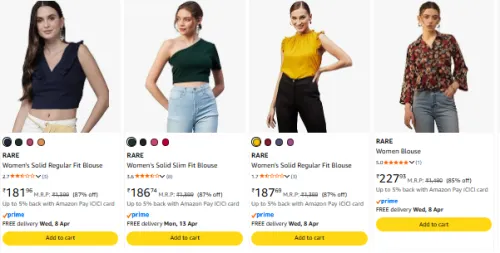 Image of rare Women's Top Wear Starting @ ₹181