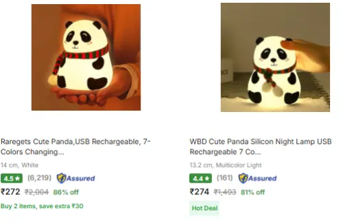 Image of Raregets Cute Panda,USB Rechargeable At Starting @ ₹272