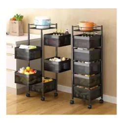 Rasvesh Multi-Purpose Trolley Storage Organizer and Kitchen Accessories Items for Kitchen Storage Rack Square Design Fruits & Vegetable Onion Cutler (5 Tier)