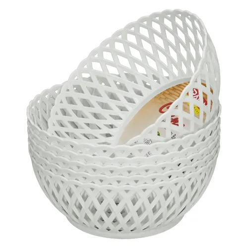 Image of RATAN PLASTICWARE Cane Large Plastic Storage Basket Set of 6