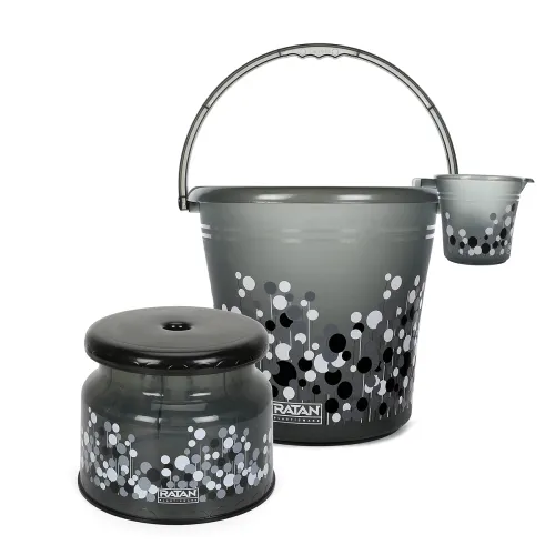 Image of RATAN PLASTICWARE Plastic Bathroom Set of 3 Combo