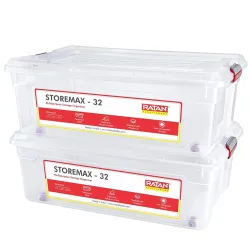 RATAN PLASTICWARE Storemax 32L Plastic Storage Container Box with Wheels Baskets