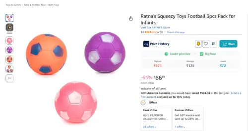 Image of Ratna's Squeezy Toys Football 3pcs 