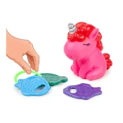 Ratna's Squeezy Unicorn with Teether Bath Toys with Sound for Kids (Assorted Colours)