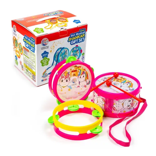 Image of Ratna's 3-in-1 Musical Unicorn Drum Set Toy 