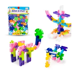 RATNAS Build-N-Play Construction Set, 160 Colorful Interlocking Pieces, Creative Learning STEM Toy to Make Multiple Str