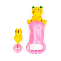 Ratnas Mom & Baby Rattle Set of 2 pcs with Sound to Attract New Born Babies, Infants & Toddlers (Assorted Colours)