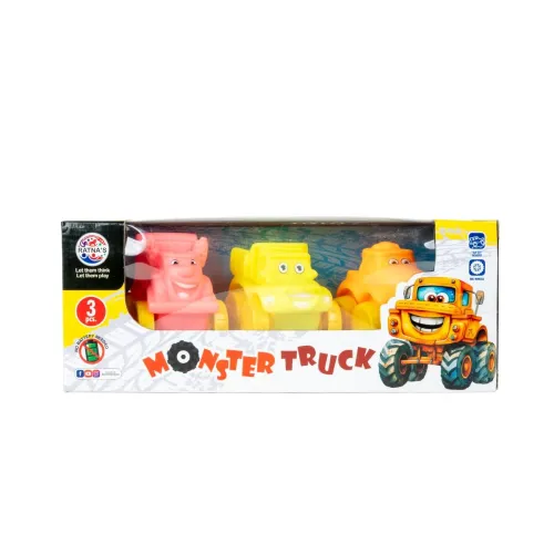 Image of RATNA'S Monster Truck Toys, Cartoon Design 4wd Cars Push Go Truck for Toddlers Kids Gift (Pack of 3 Cars)