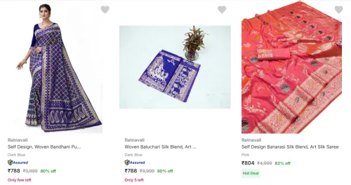 Image of Ratnavali Women's Sarees upto 83% Discount
