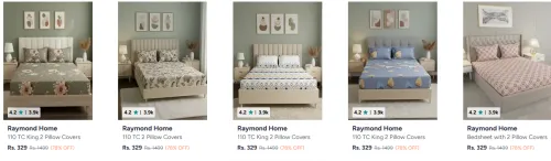 Image of Raymond Home Bedsheet & Pillow Covers Starting @ ₹329