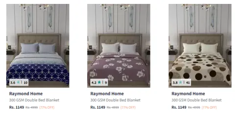 Image of Raymond Home Double Bed Blanket Minimum 70% Off