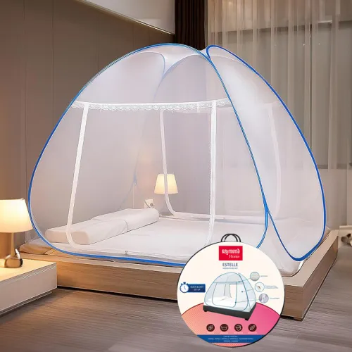 Image of Raymond Home Estelle Polyester Washable Adults Mosquito Net (Blue, Tent)