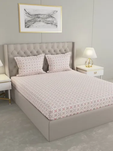 Image of Raymond Home Microfiber Double Flat 110 TC Motifs 1 Bedsheet with 2 Pillow Covers (Flat)