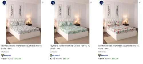 Image of Raymond Home Microfiber Double Flat 110 TC Floral 1 Bedsheet