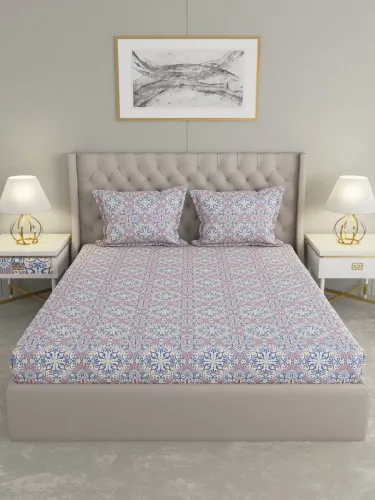 Image of Raymond Home Microfiber Double Flat 110 TC Motifs Bedsheet (Pack of 1, Flat)