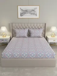 Raymond Home Microfiber Double Flat 110 TC Motifs Bedsheet (Pack of 1, Flat)