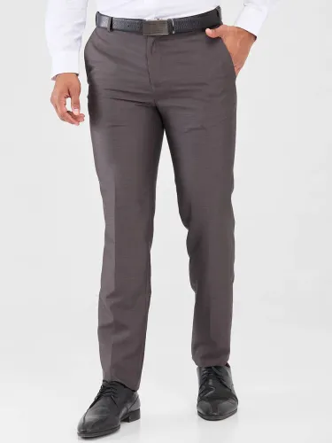 Image of Raymond Men Slim Fit Grey Polyester Trousers