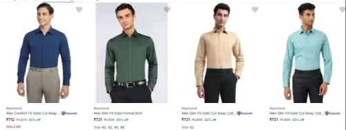 Image of Raymond Men's Formal Shirts at Minimum 62% Discount