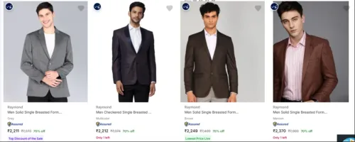 Image of Raymond Men's Readymade Blazers at minimum 70% Discount