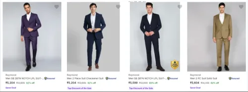 Image of Raymond Men's Readymade Suits at Minimum 60% Discount