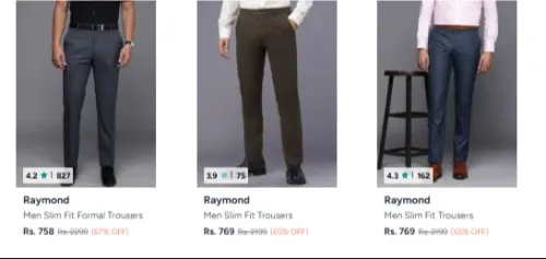 Image of Raymond Men's Trousers at minimum 55% Discount
