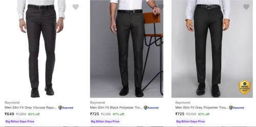 Image of Raymond Men's Trousers at minimum 60% Discount