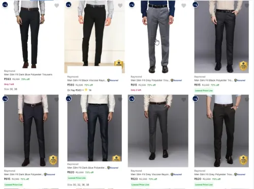 Image of Raymond Men's Trousers at minimum 70% Discount