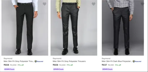 Image of Raymond Men's Trousers at minimum 70% Discount