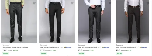 Image of Raymond Men's Trousers at Minimum 60% Discount