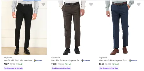 Image of Raymond Men's Trousers upto 73% Discount