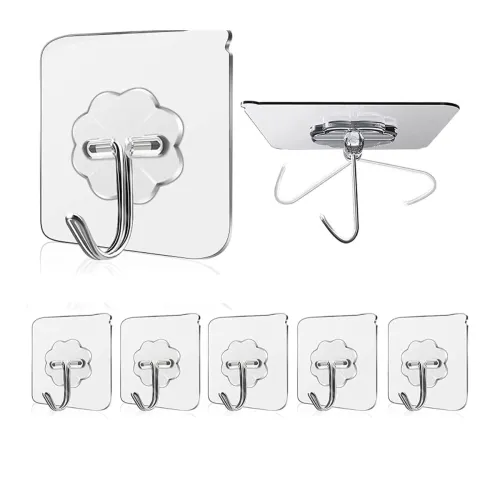 Image of RAYMOX Adhesive Kitchen Heavy Duty Wall Hooks, Nail Hook for Hanging Coat, Hat,Towel Robe Hook Rack Wall Mount- Bathroom