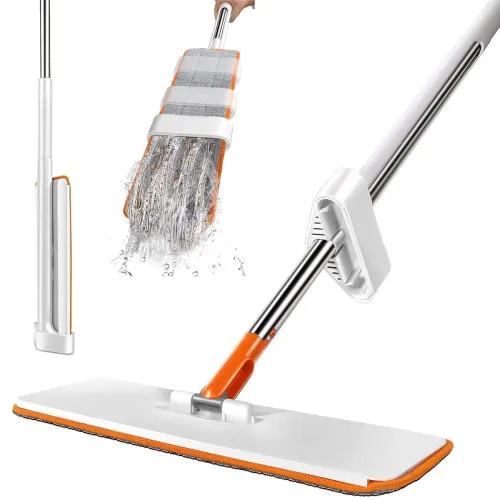 Image of RAYMOX Flat Microfiber Magic Mop for Floor Cleaning – Hands-Free Squeeze Mop with Slider, Stainless-Steel Handle, Bucket