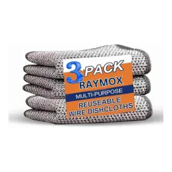 RAYMOX Non-Scratch Dish Wash Cloth (Pack of 3), Steel Wire Dish Cloth
