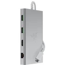 Razer USB C Dock (Mercury White) Docking Station, 11-Port Design, USB-C Port, USB-A Port, Gigabit Ethernet Port, HDMI Port, UHS-I SD/MicroSD Card Slot, 3.5mm Audio Composite Jack, U-S-B Sea....