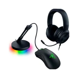 Razer Game On Bundle Gaming Combo with DeathAdder Essential Wired Mouse, Kraken X Lite Lightweight Gaming Headset, Mouse Bungee V3 Chroma, 6400 DPI Optical Sensor, 40mm Drivers, Black - NASA...