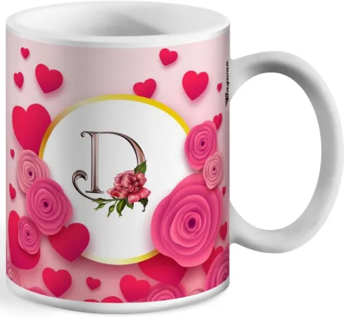 Image of RB Point Letter D Flower Alphabet Coffee Mug (340 ml)