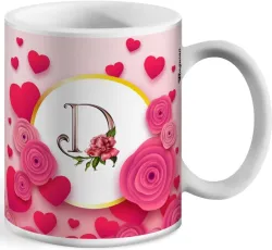 RB Point Letter D Flower Alphabet Coffee Mug (340 ml)