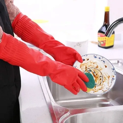 Image of RBGIIT Rubber Dishwashing Glove Kitchen Cleaning Gloves 