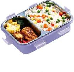 RBGIIT 2 Compartment Sealed Leak Proof Stainless Steel Lunch Box For Kids & Adult 2 Containers Stainless Steel School L